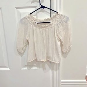 EUC Pacsun Off White Off Shoulder Top with Scrunch Tie (Adult Small)